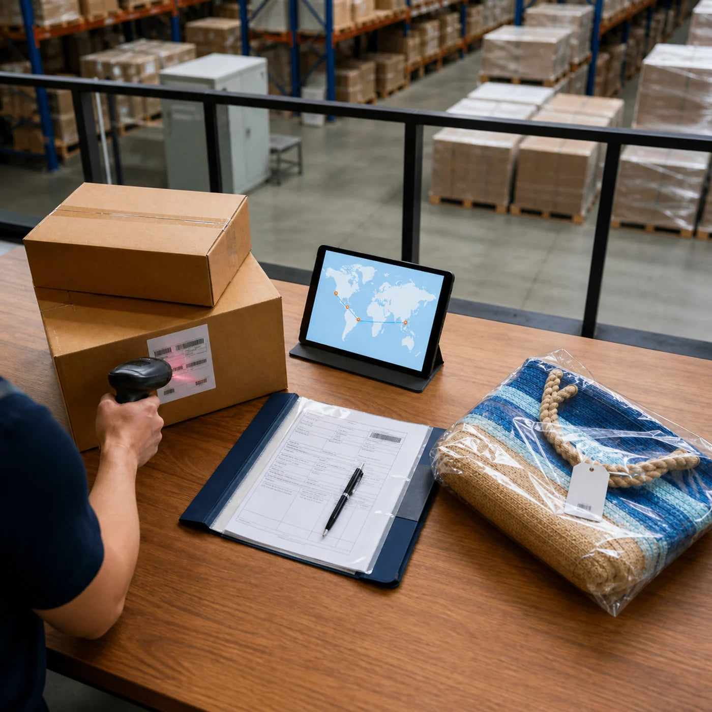 Custom beach bag shipment tracking and compliance