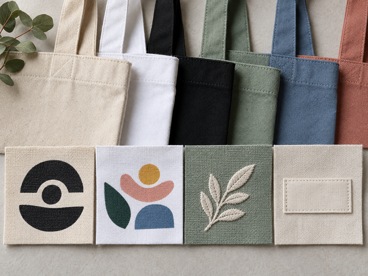 Illustrative cotton tote colors and logo decoration methods