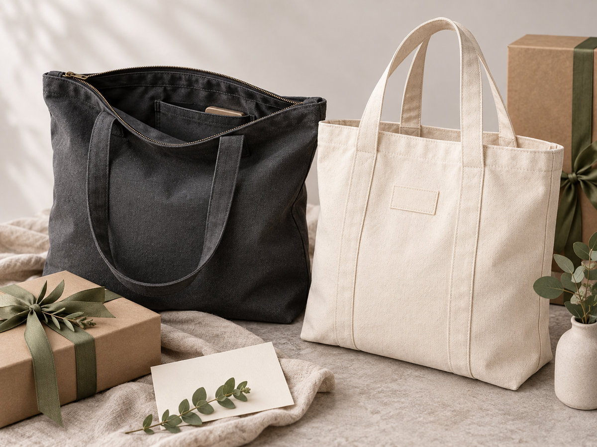 Illustrative premium cotton tote bags for corporate gifts