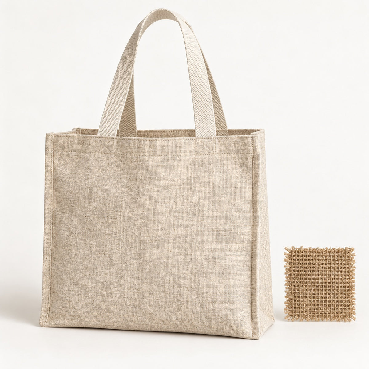Refined juco jute-cotton tote with smoother weave