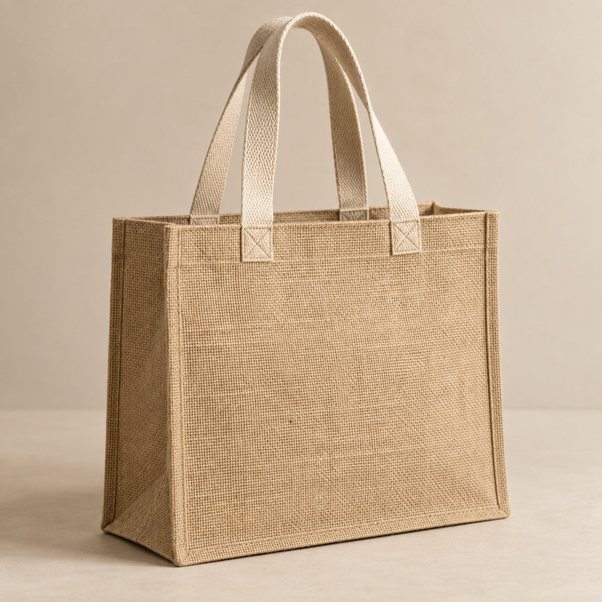 Classic natural jute tote style with blank front