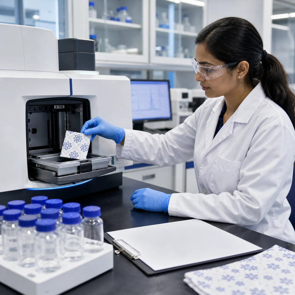Printed non-woven material compliance testing