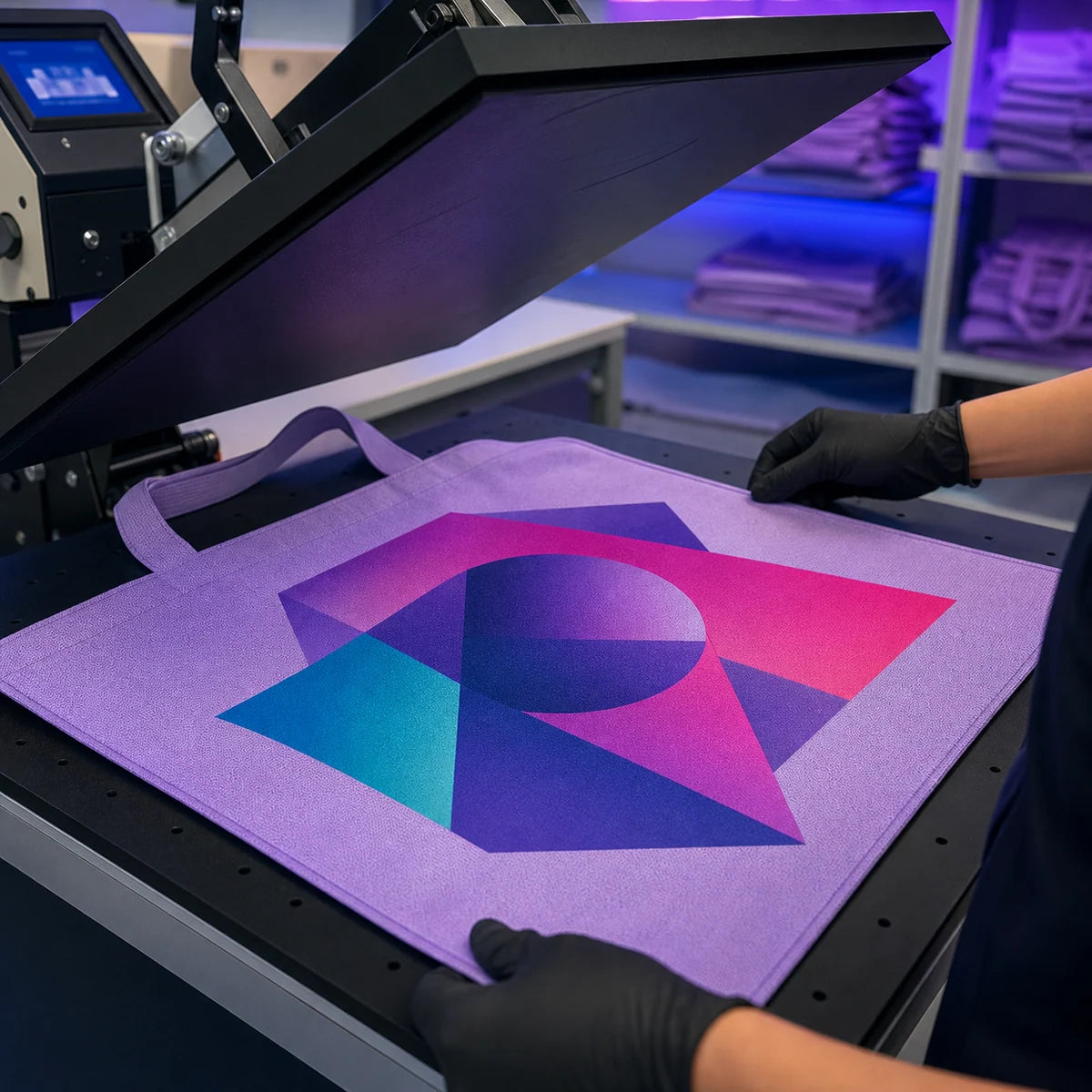 Digital heat transfer on a non-woven tote