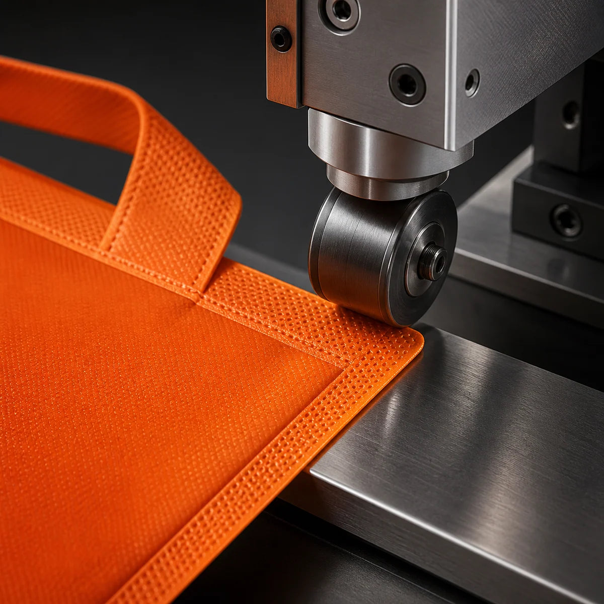Ultrasonic piping on a non-woven tote edge