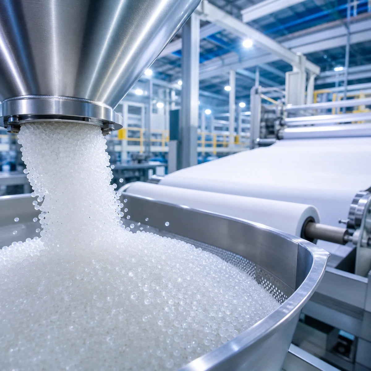 Virgin polypropylene resin entering spunbond production