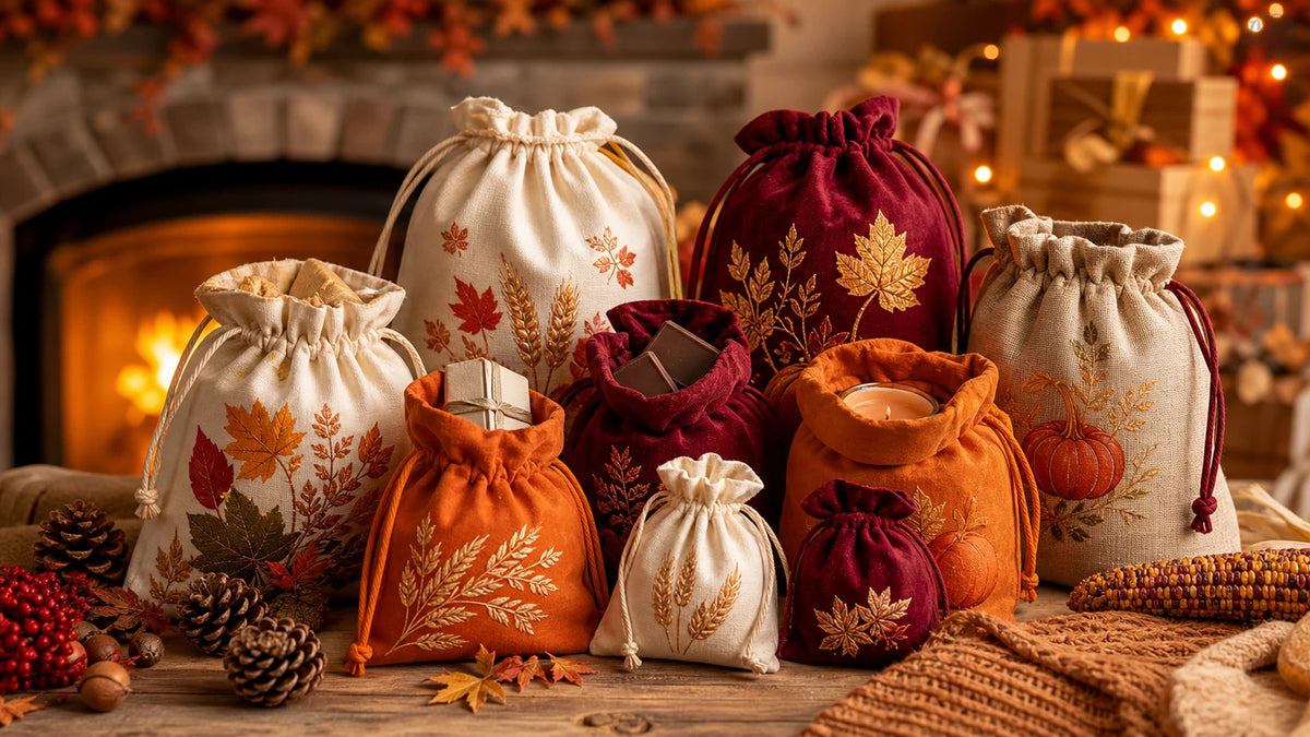 thanksgiving drawstring pouches