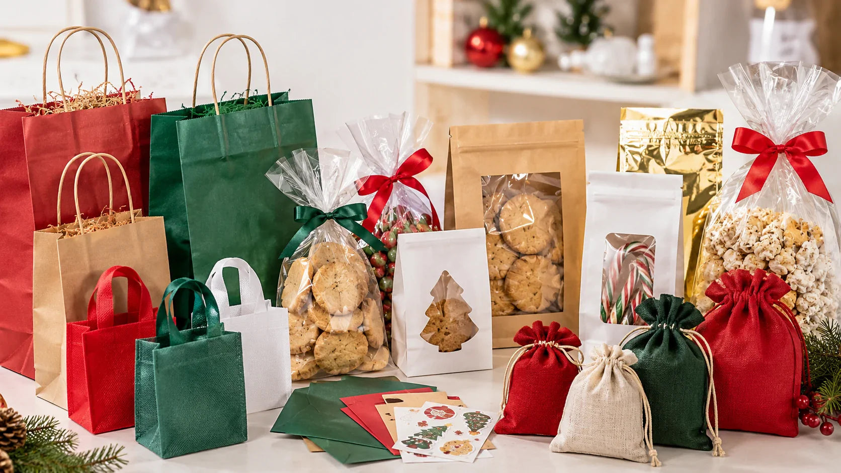 Christmas Treat Bags for Candy, Snacks, Schools, and Holiday Events