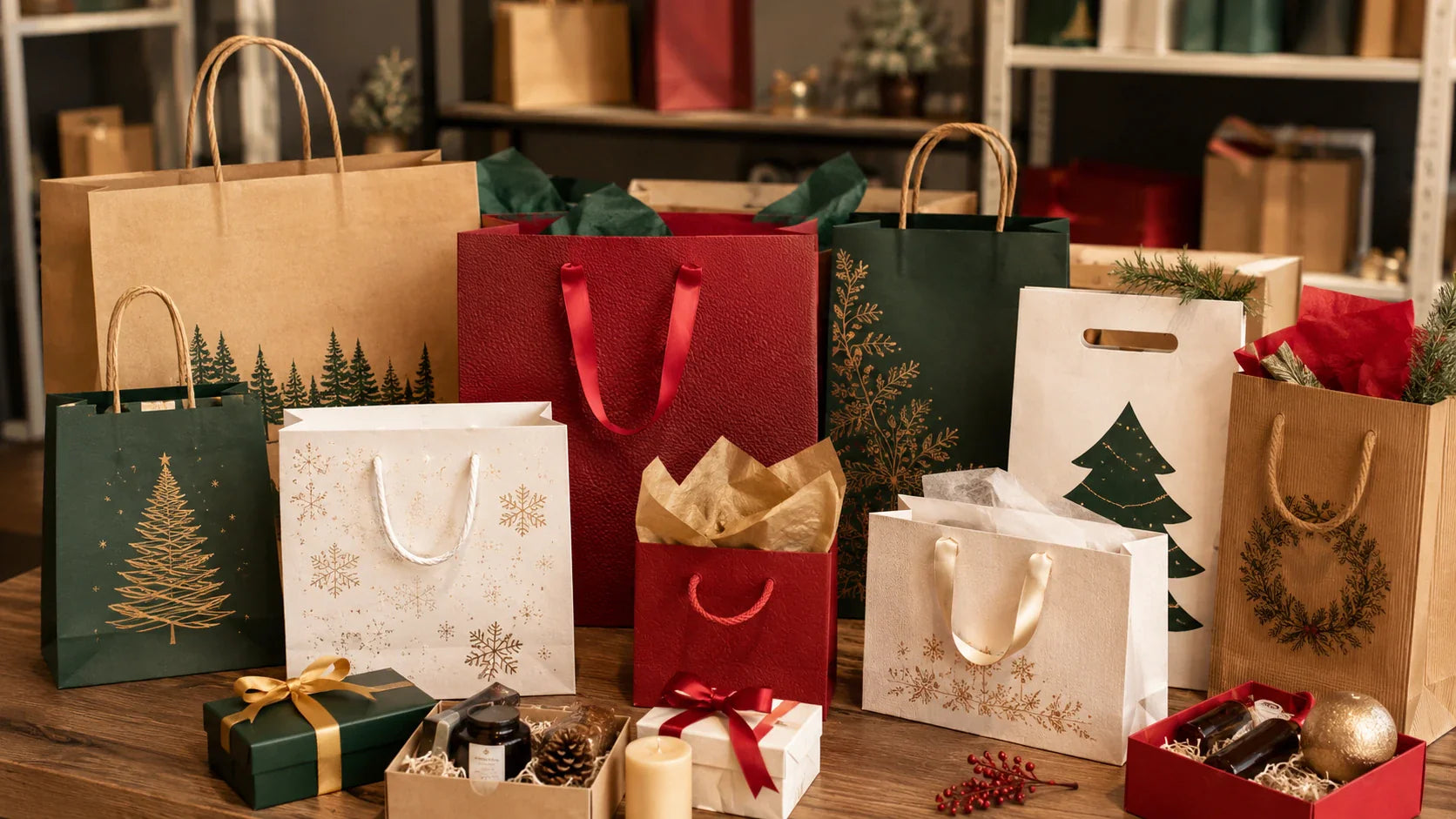 Christmas Bakery Bags for Cookies, Cakes, Snacks, and Seasonal Treats