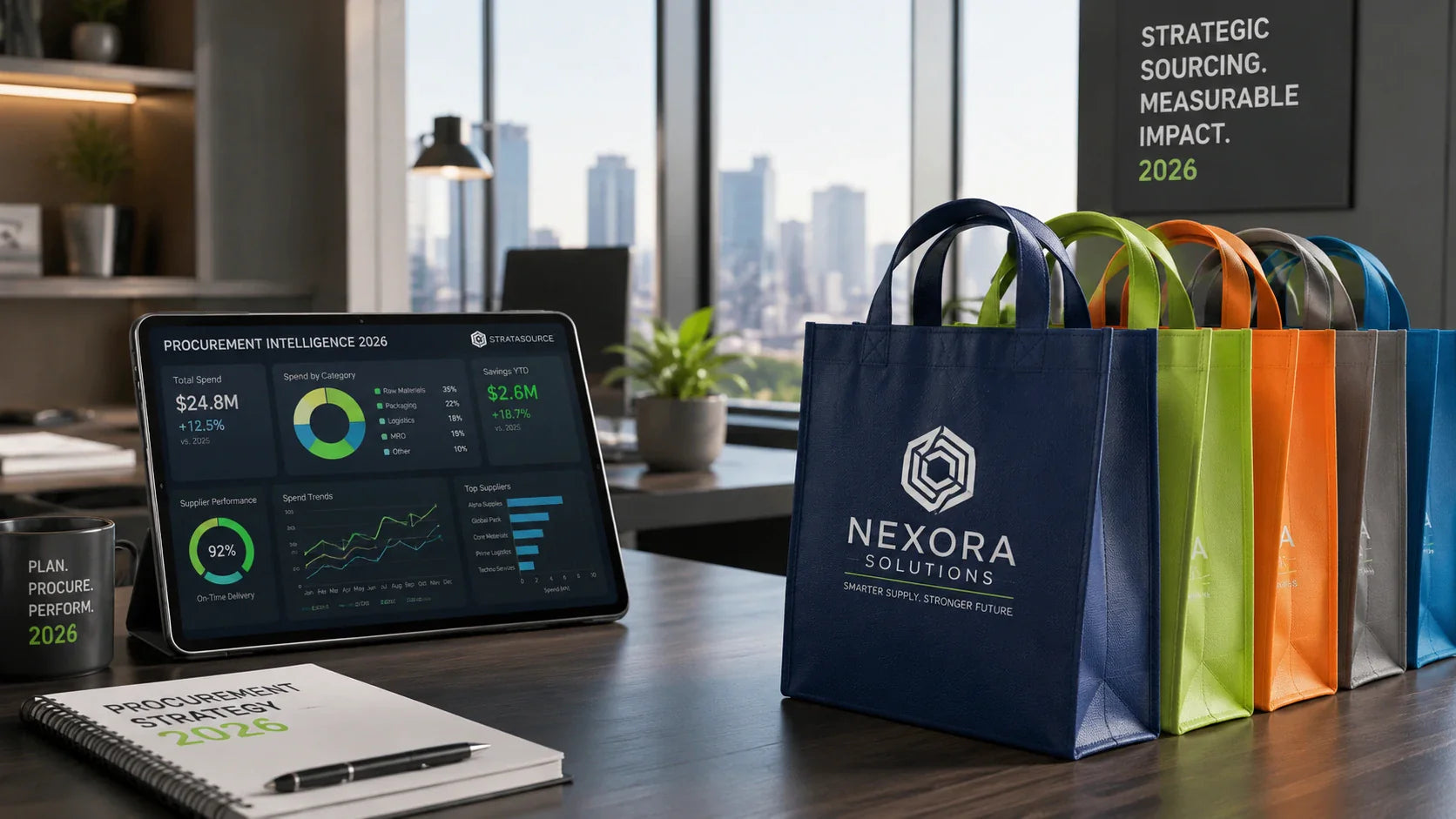 B2B procurement manager analyzing 2026 pricing for custom non woven tote bags.