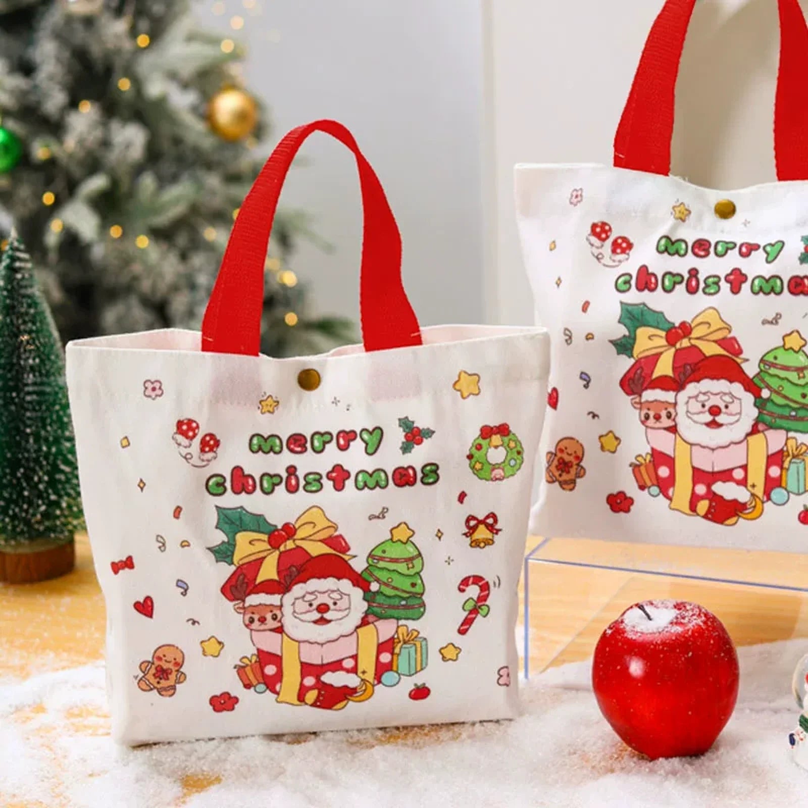 Red bag-only canvas Christmas gift bag exact variant for campaign photo release