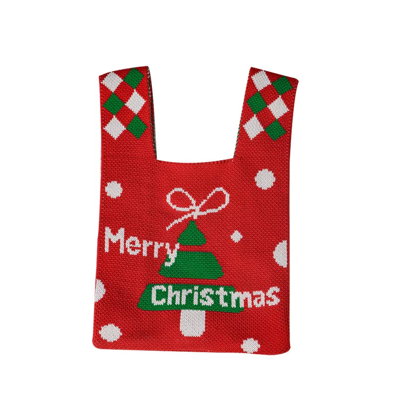 Red knitted Christmas carry bag isolated for an Advent day-unit numbering and reset plan