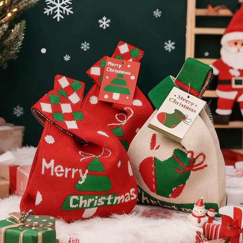 Christmas gift bags with attached decorative cards for a teacher-gift package-route decision