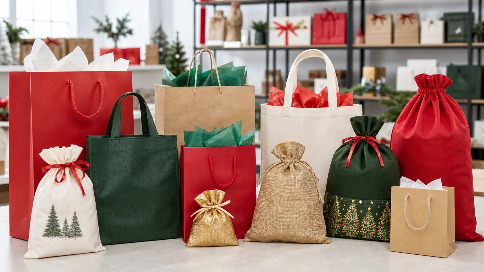 Bulk Christmas Gift Bags for holiday brand packaging