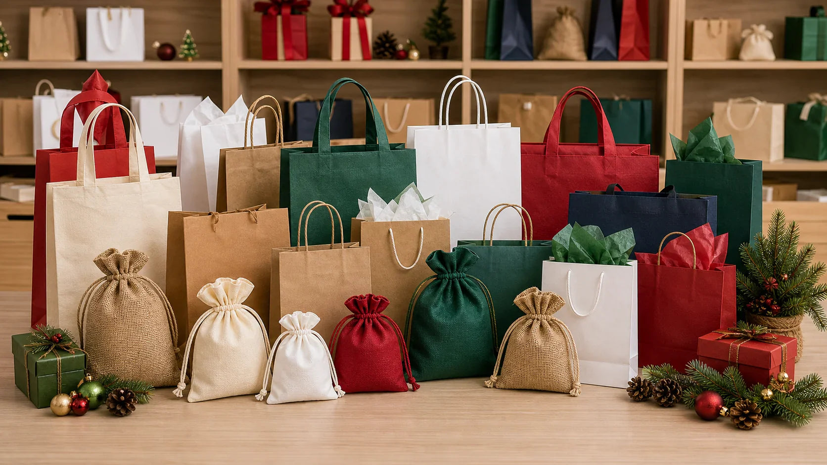 Christmas Gift Bags Wholesale for holiday brand packaging