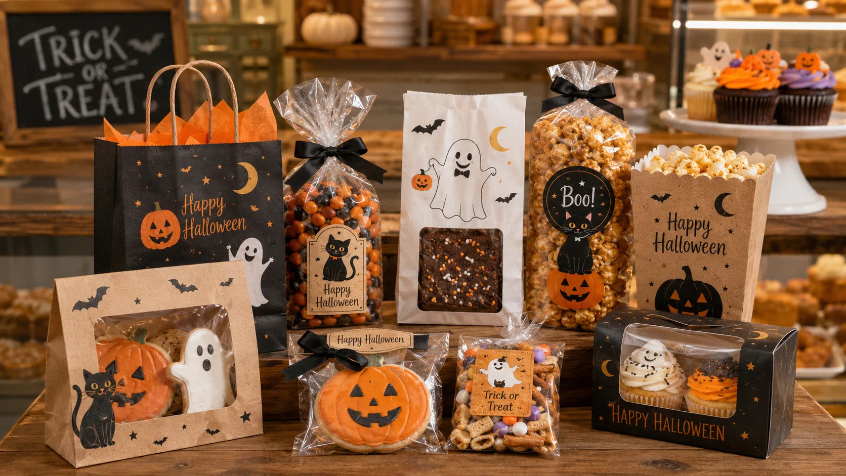Halloween bags for bakeries for cookies snacks and seasonal treats