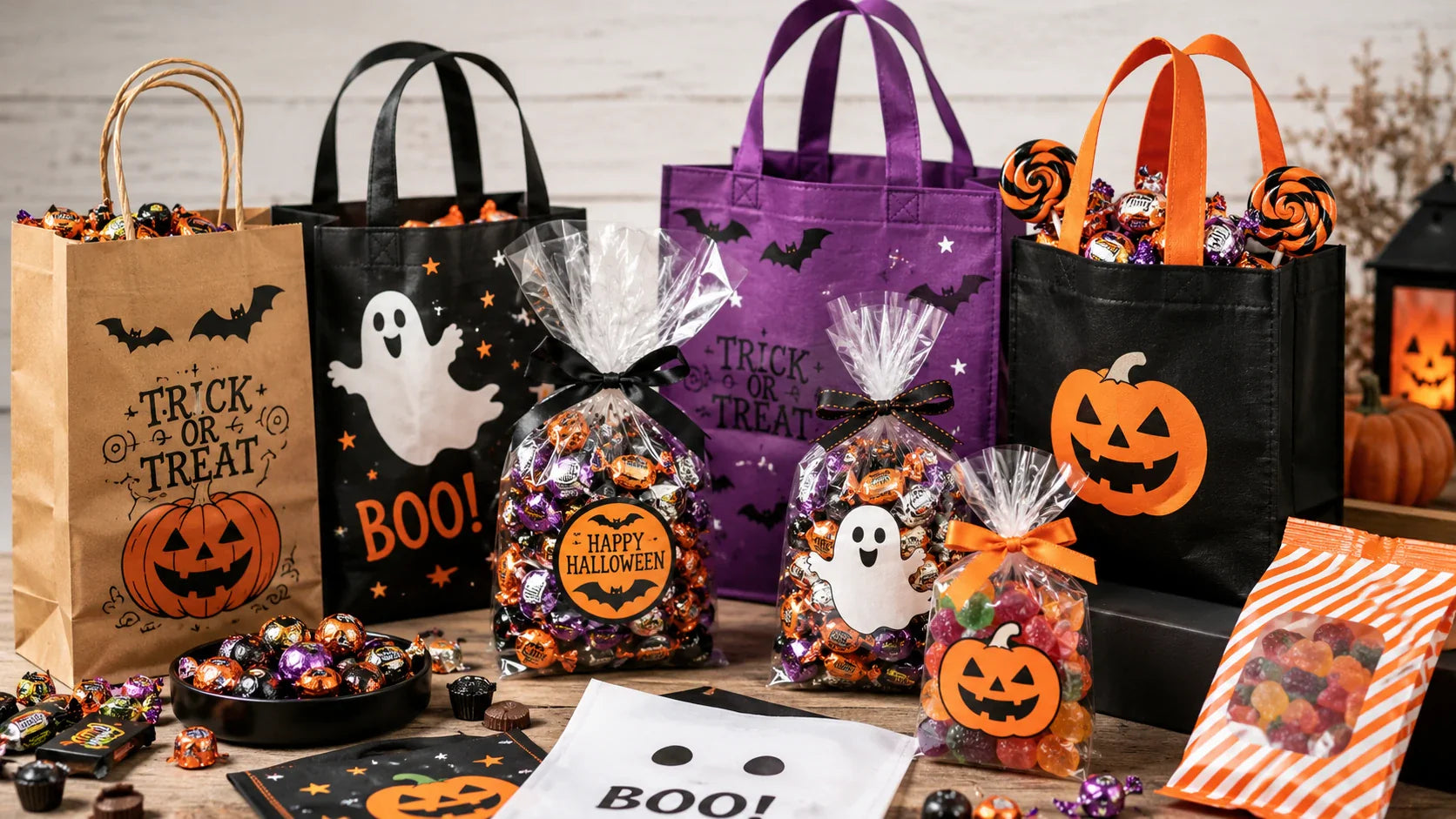 Halloween bags for candy in custom bulk orders