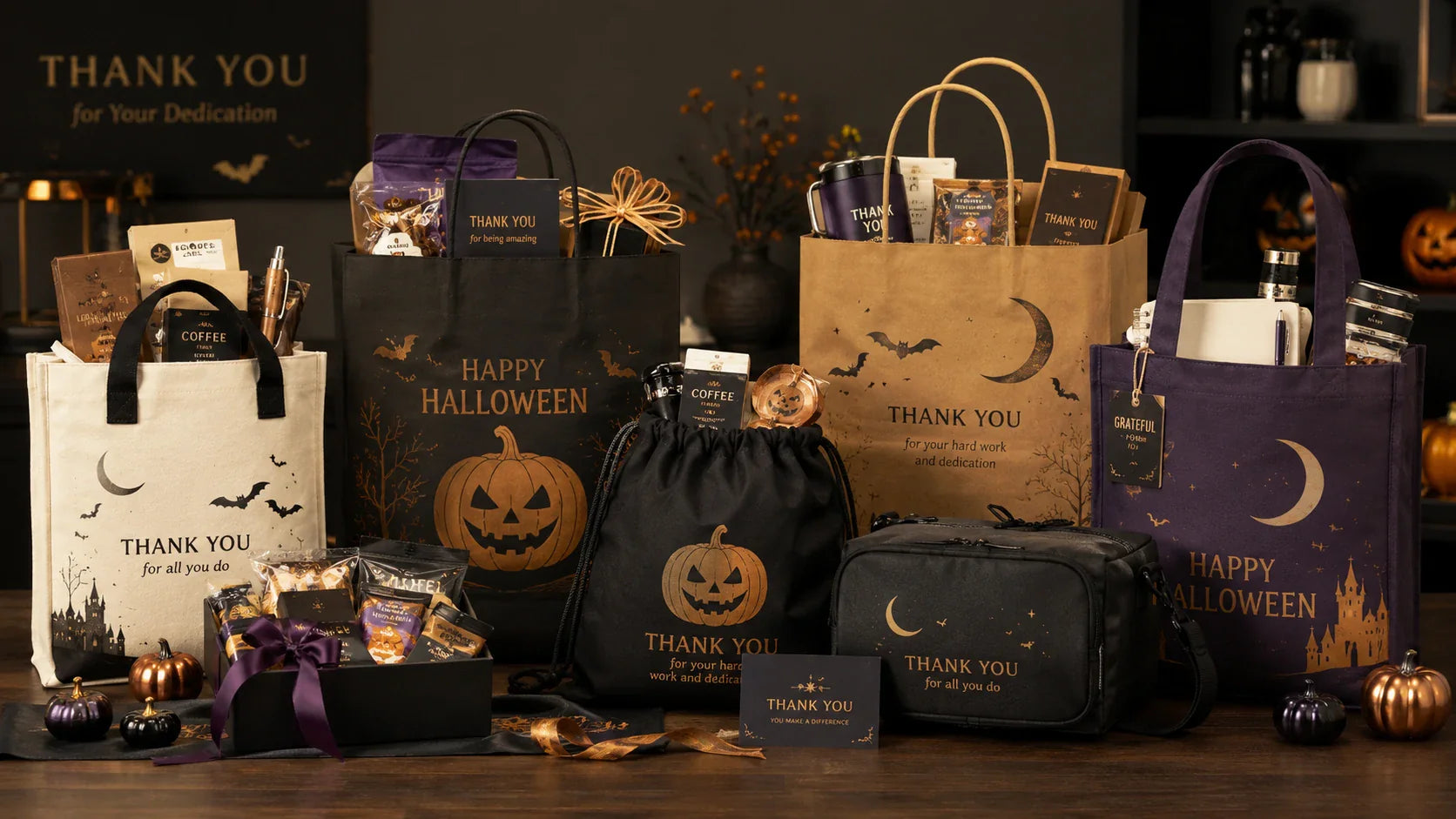 Halloween bags for corporate gifts for employee appreciation and client gifts