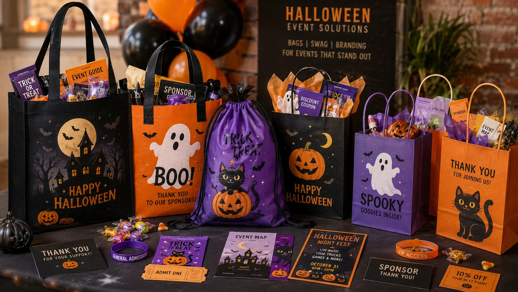 Halloween bags for event planners for parties brand activations and community events