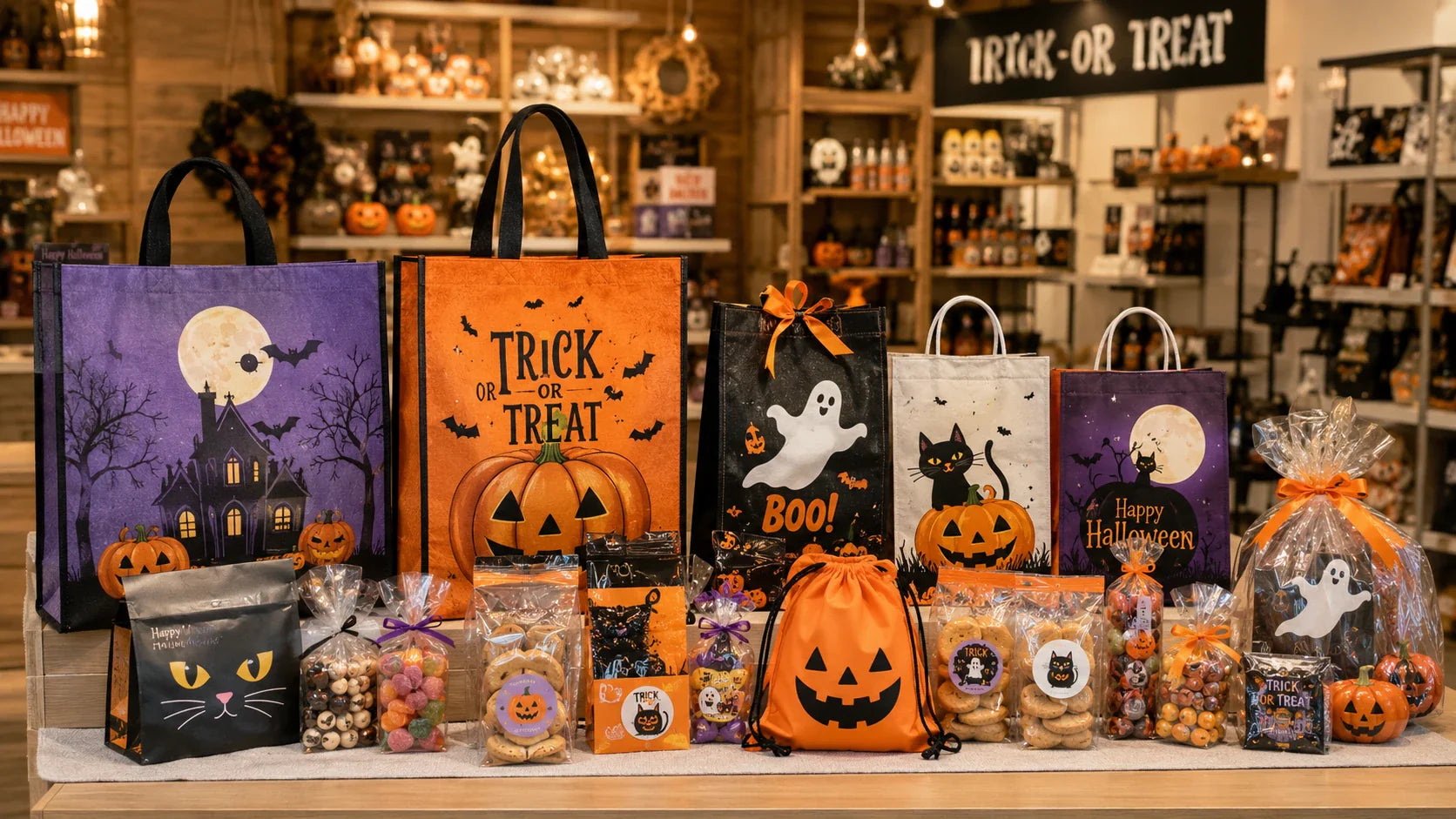 Halloween bags for supermarkets for candy bakery and seasonal displays