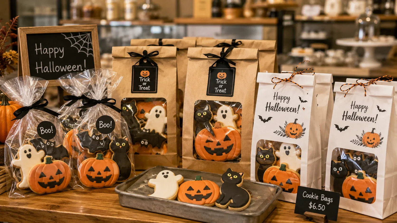 Halloween cookie bags for bakeries cafes and seasonal gift sets