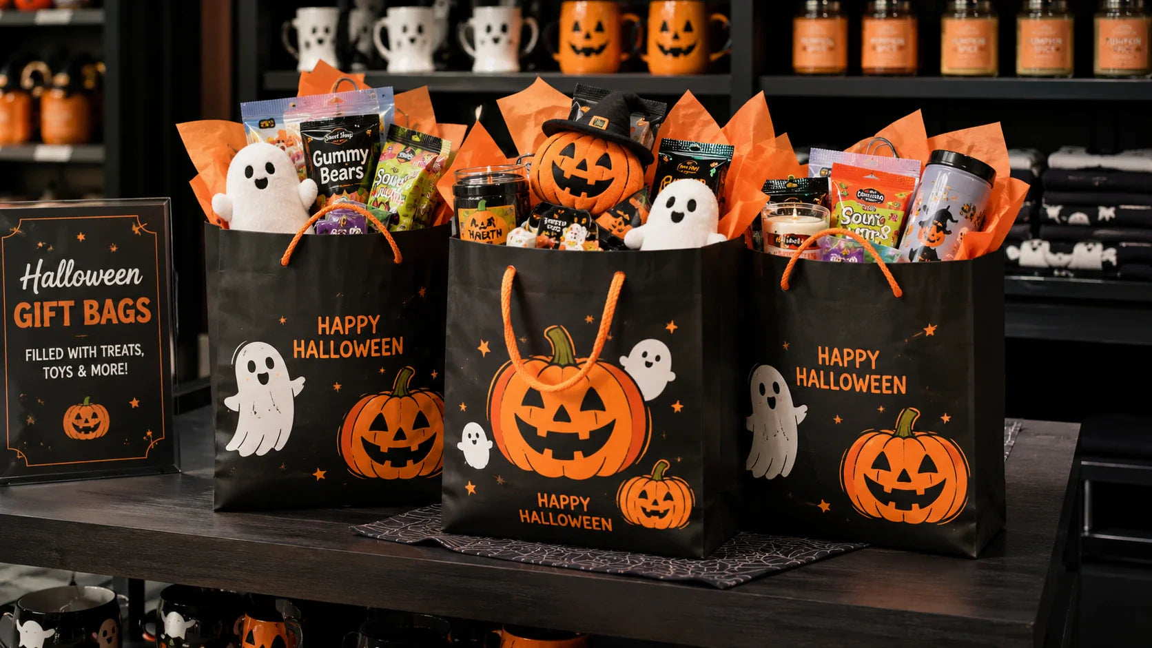 Halloween gift bags for retail seasonal product bundles