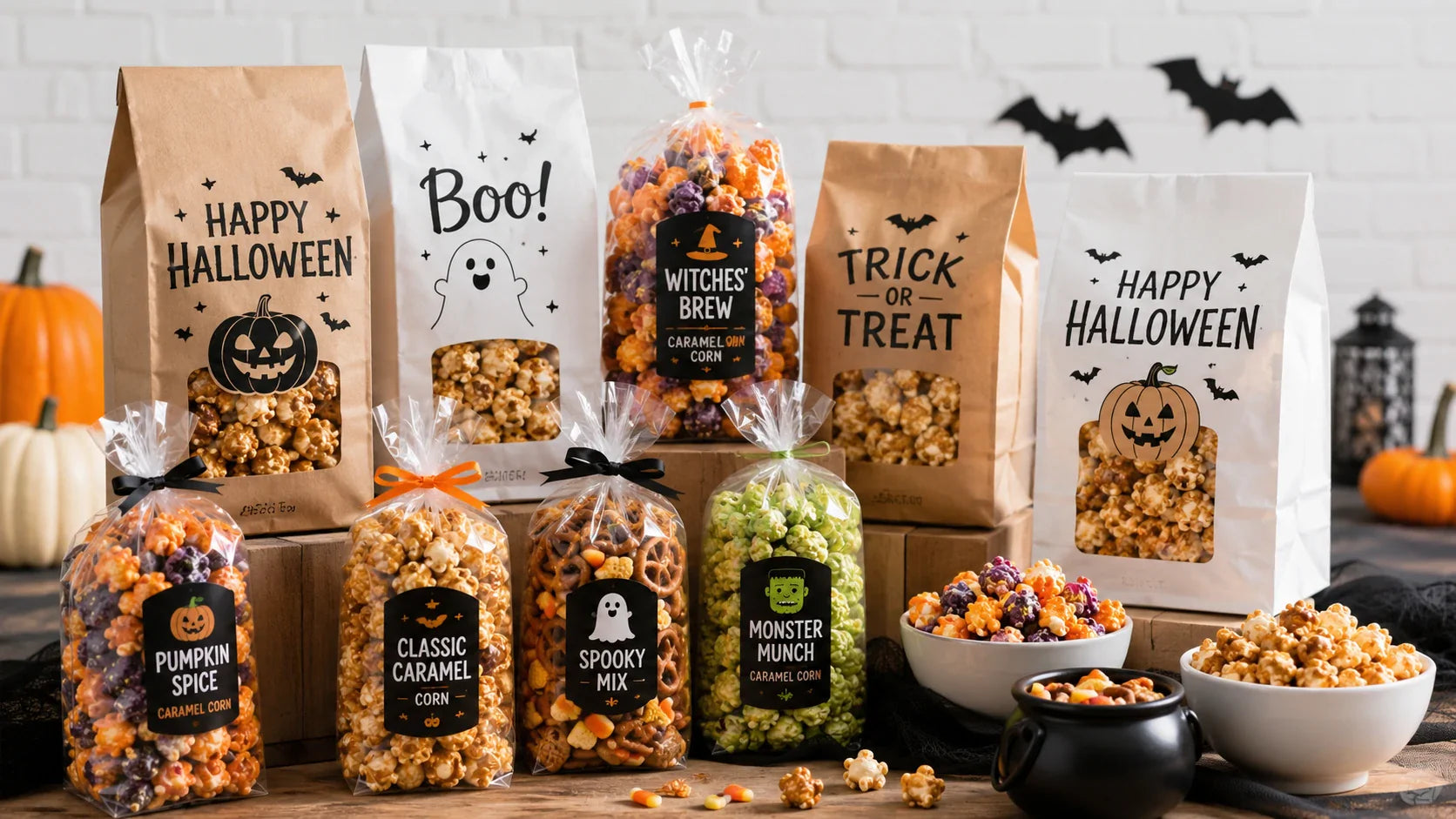 Halloween popcorn bags for events retail and seasonal snack promotions