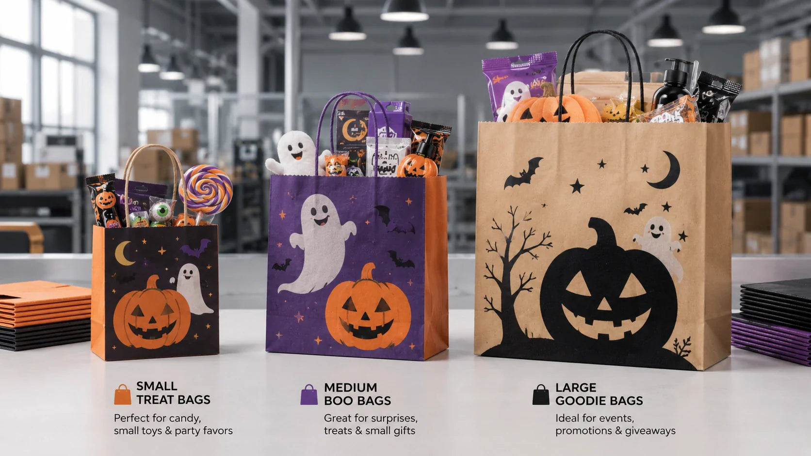 Halloween treat bags boo bags and goodie bags comparison for B2B buyers