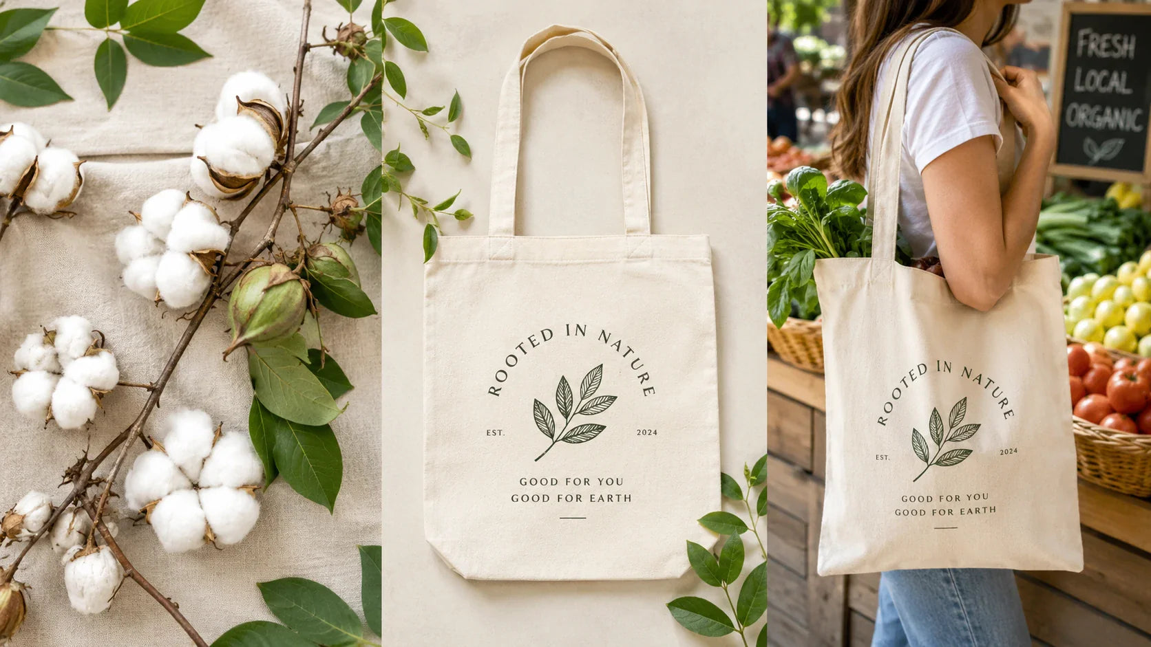 The sustainable lifecycle of a durable custom tote bag, from natural cotton to long-term reusability.