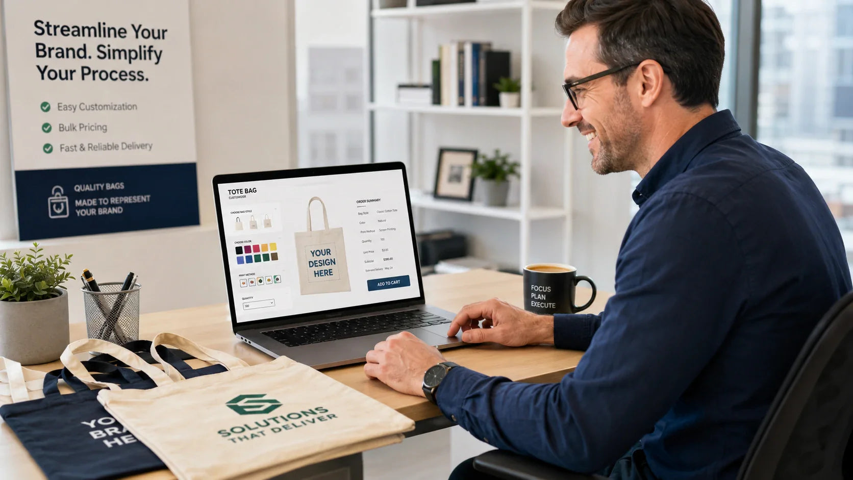 A stress-free process to order Tote Bags Custom Logo online for B2B buyers.