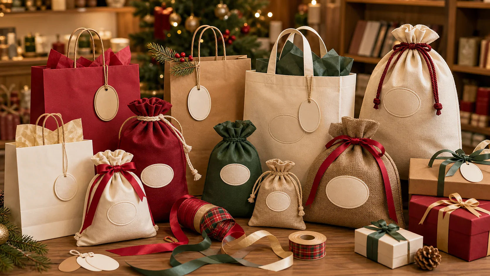 Personalized Christmas Gift Bags for holiday brand packaging