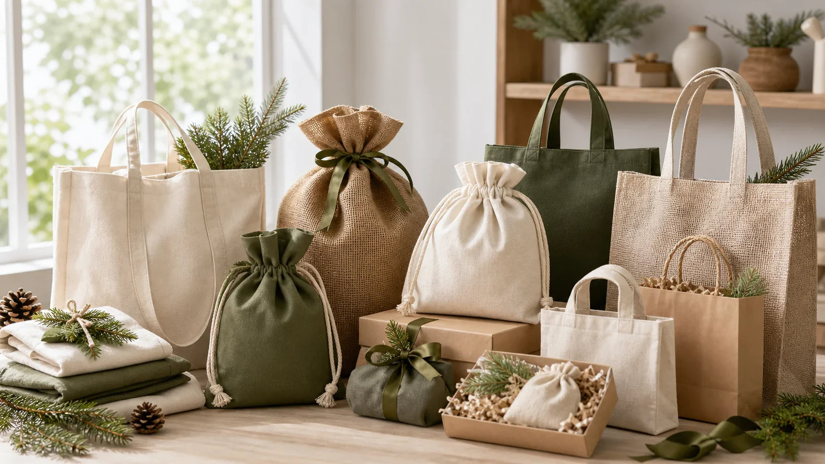 Reusable Christmas Gift Bags for holiday brand packaging