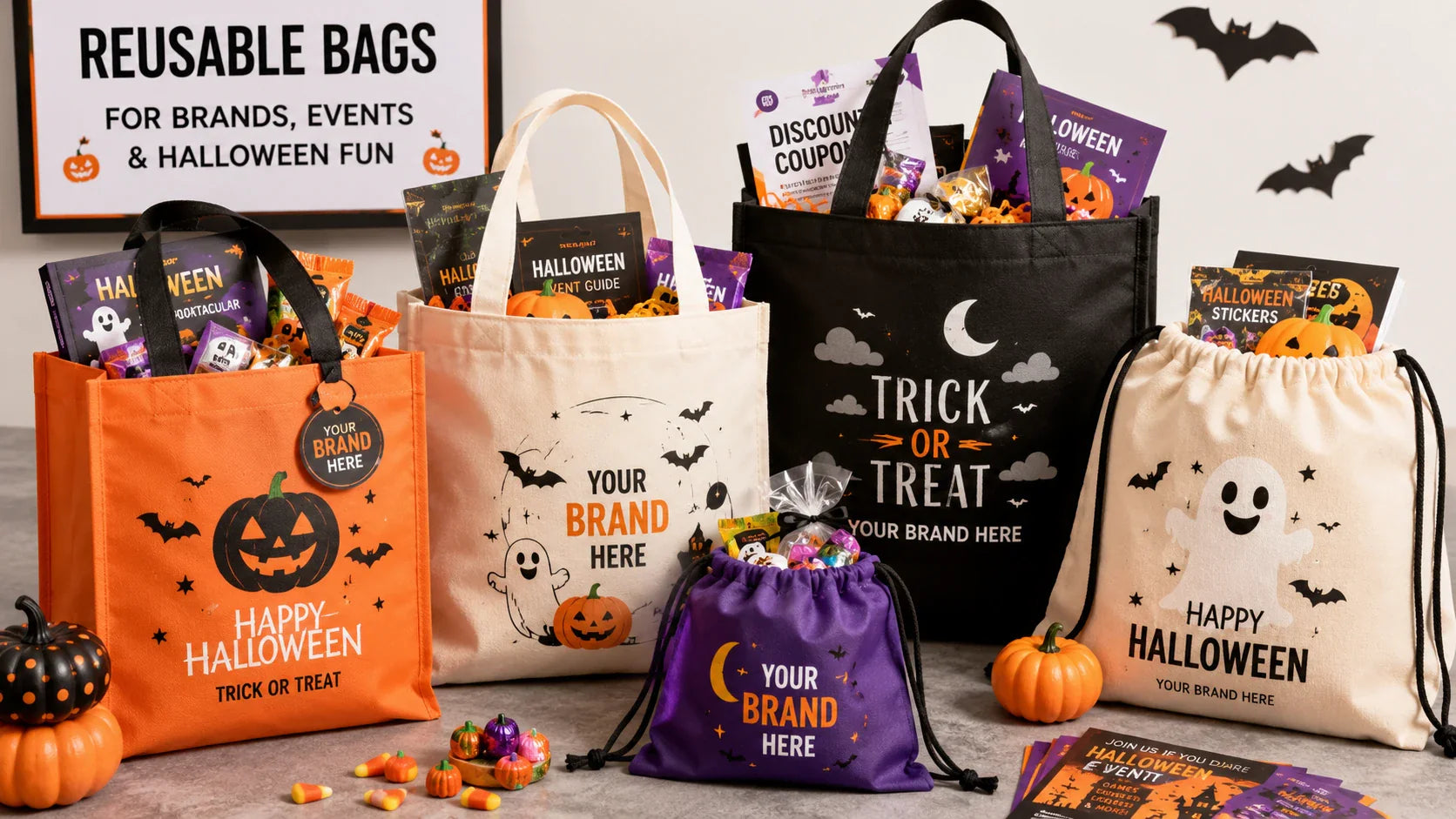 Reusable Halloween bags for brands events and trick-or-treat promotions