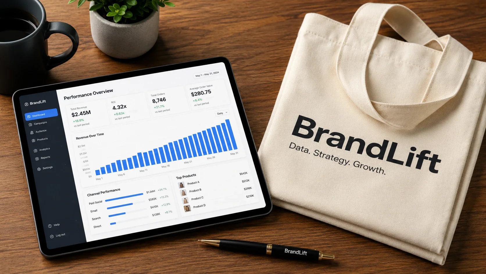 Comparing the extremely low cost per impression of custom tote bags against digital advertising.
