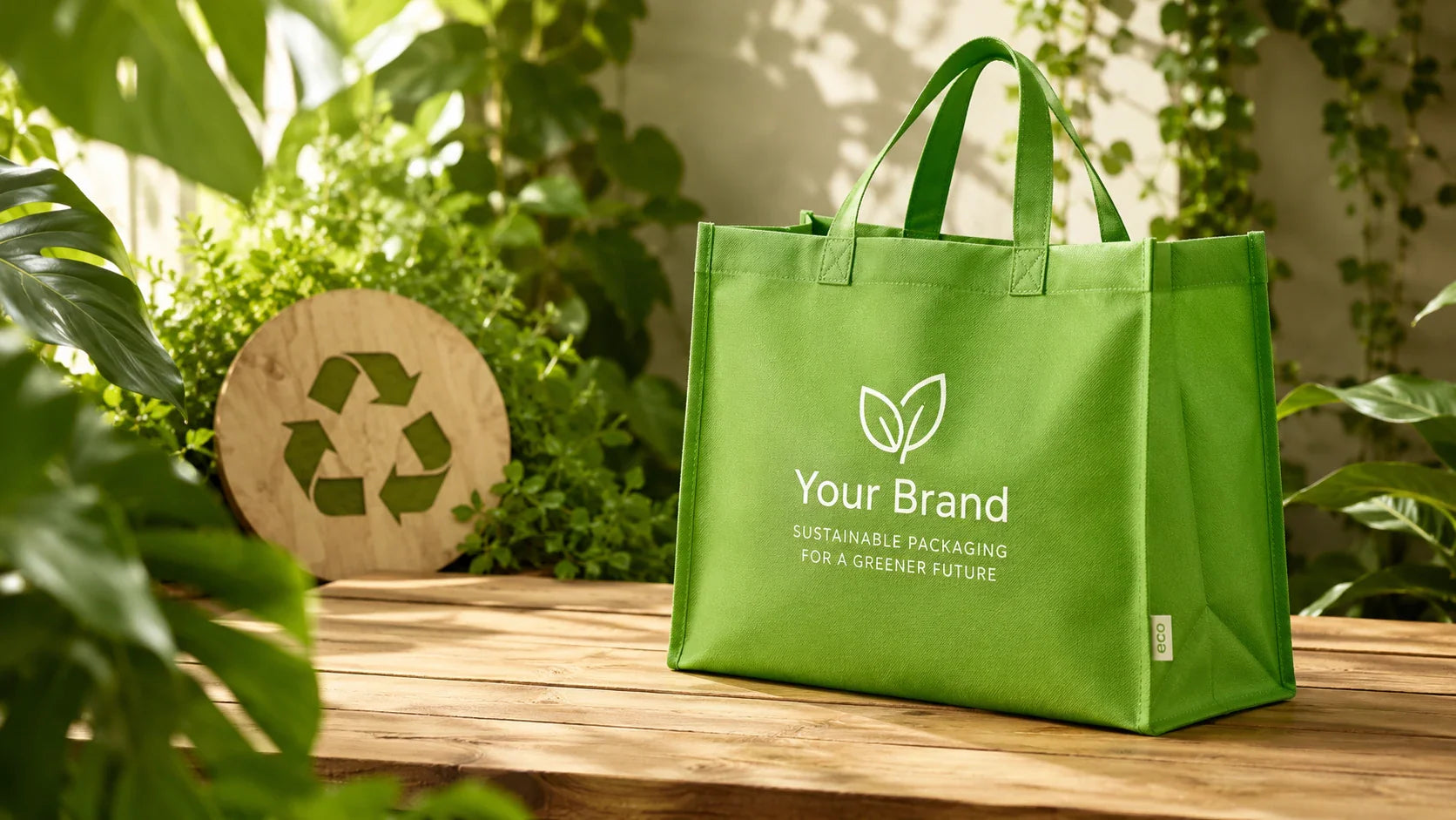 Eco-friendly packaging concept featuring custom non woven tote bags.