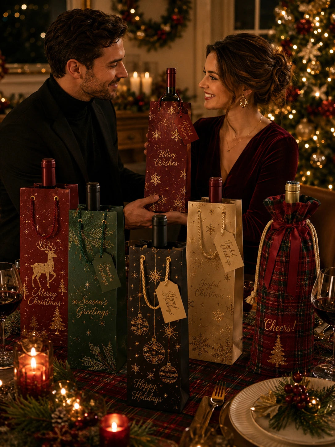 Sacs à vin de Noël
