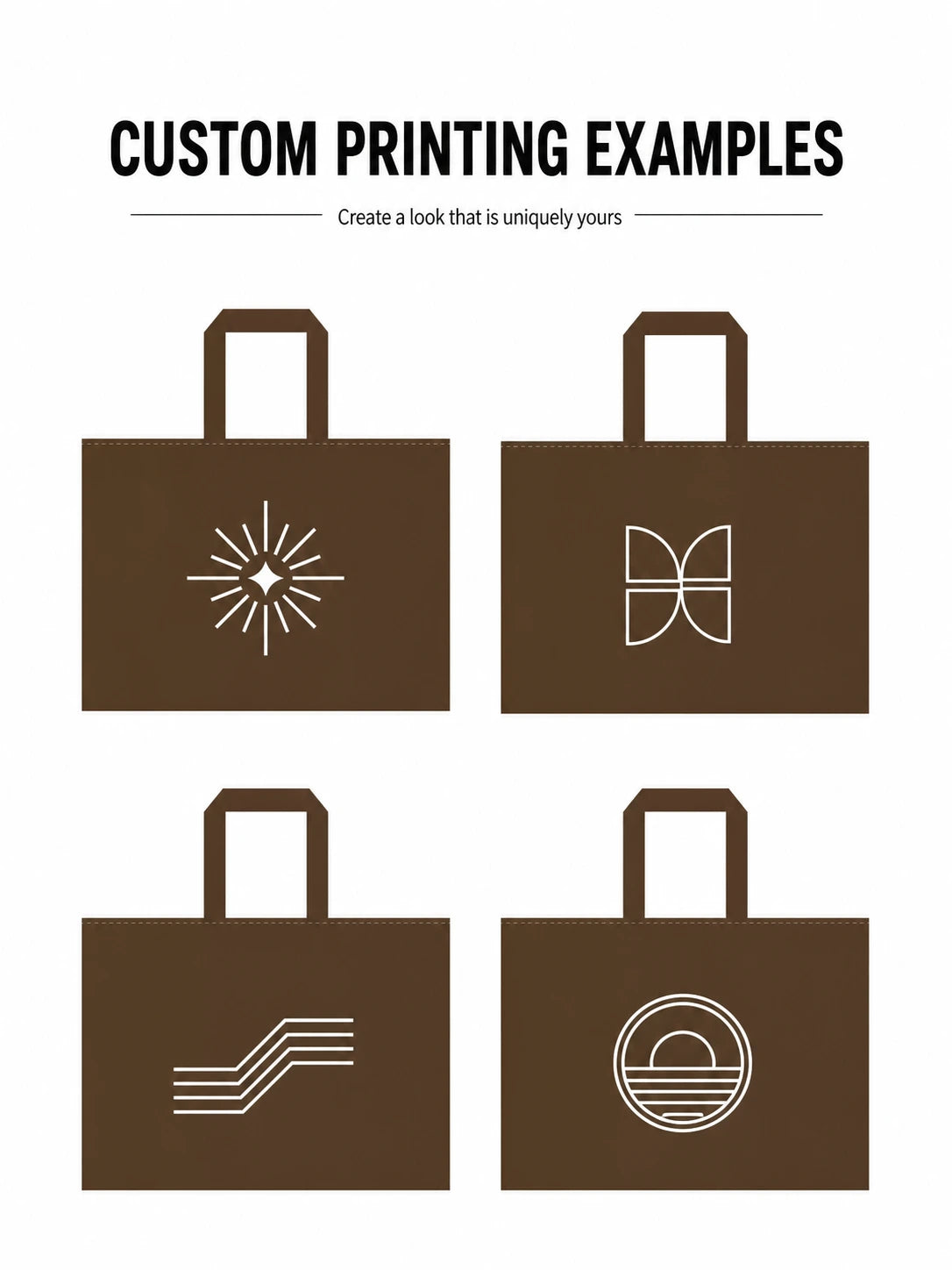 Generic custom printing examples for zippered non-woven tote bags