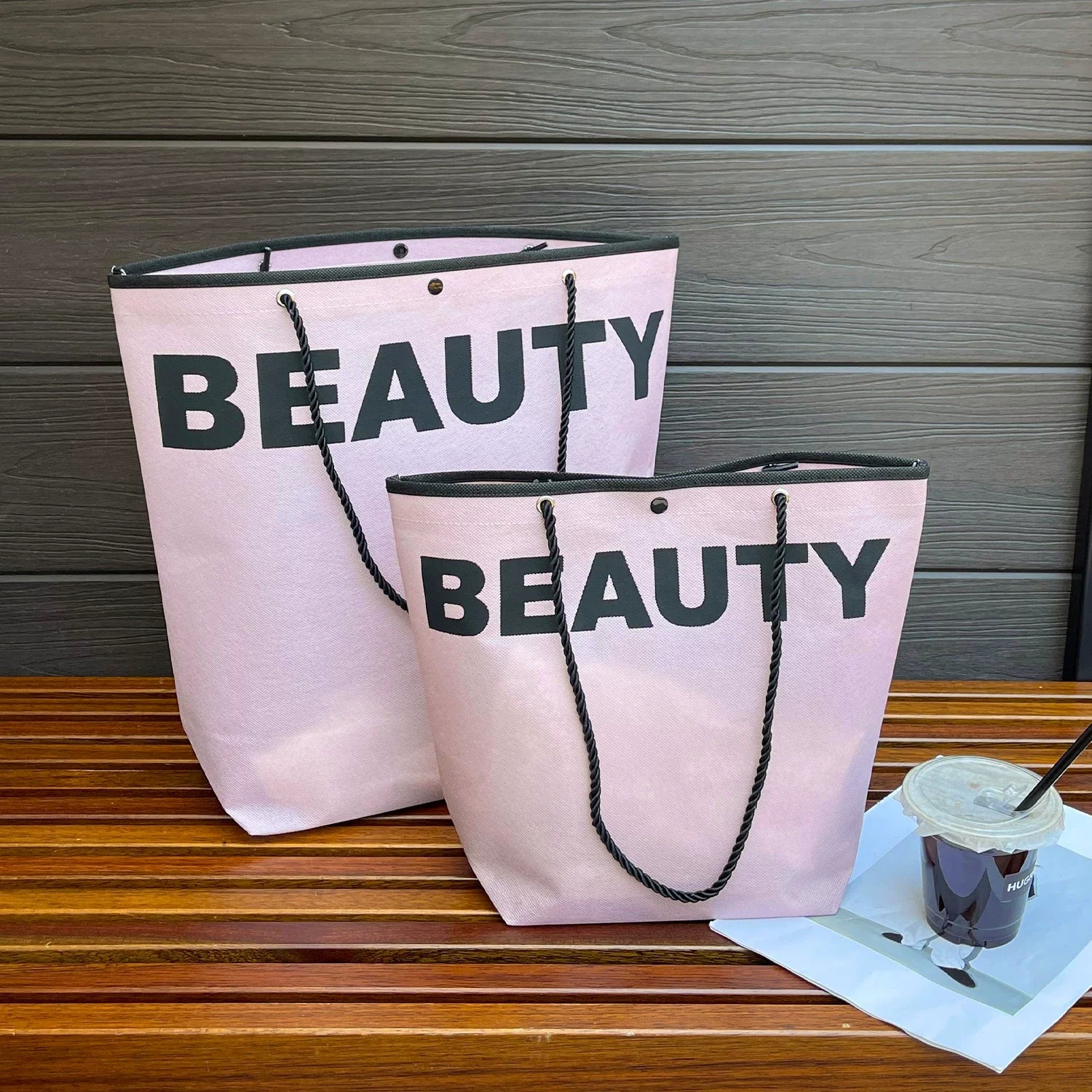 Printed Light Purple Beauty trapezoid non-woven tote bag