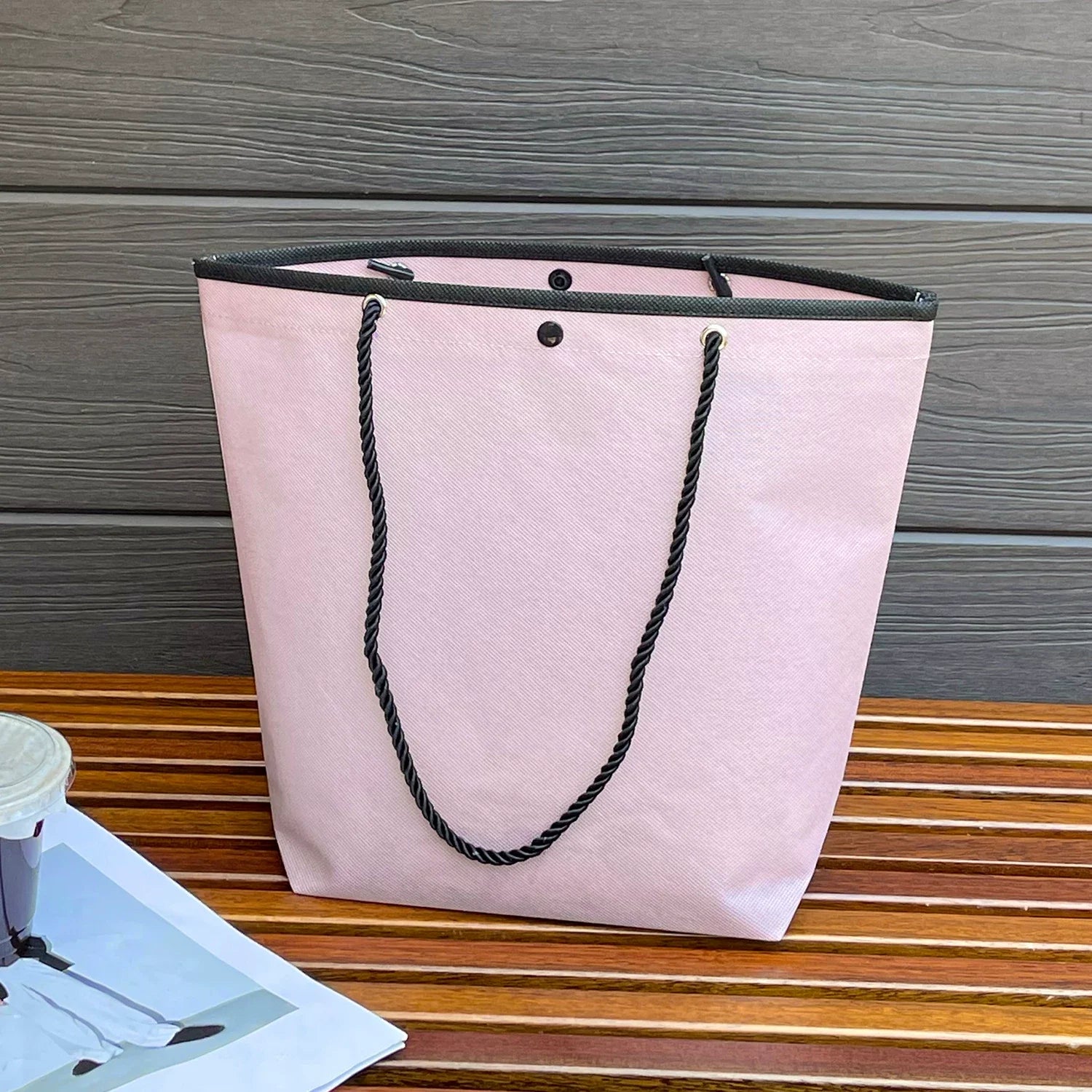 Plain Light Purple trapezoid non-woven tote bag