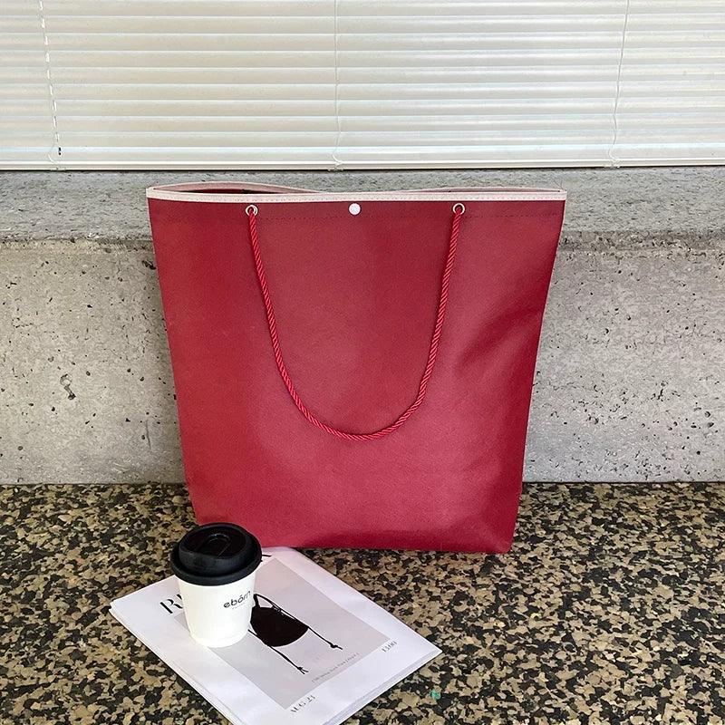 Plain Ankara Red trapezoid non-woven tote bag