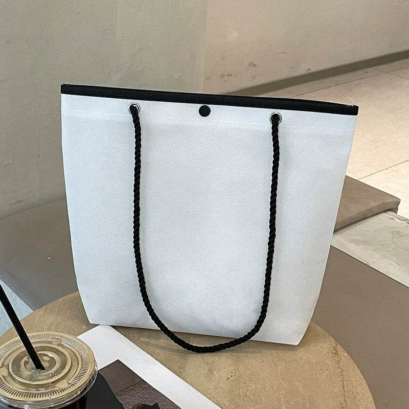 Plain White trapezoid non-woven tote bag