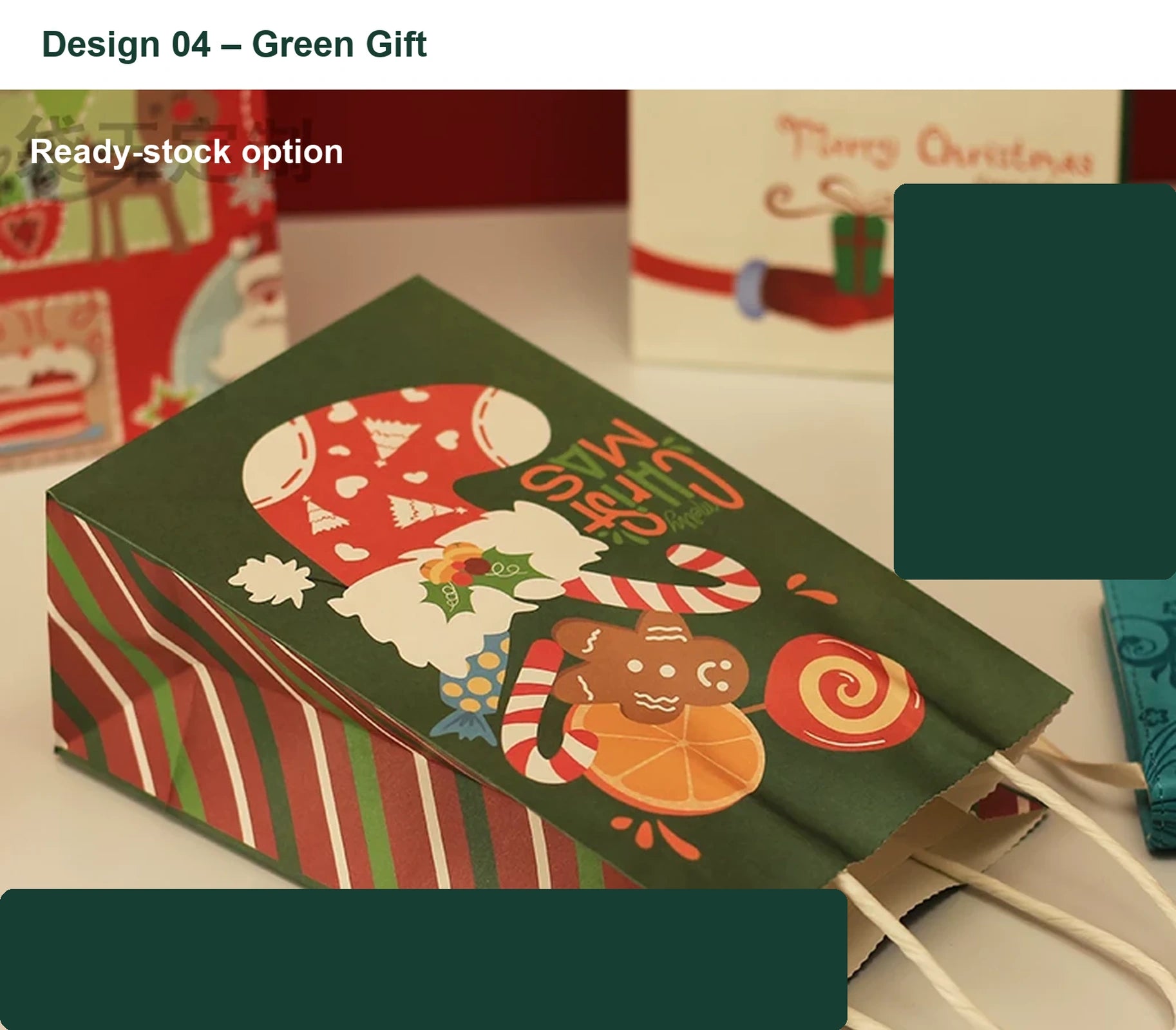 150gsm Kraft Christmas Paper Gift Bags with Twisted Handles – option 28471445089