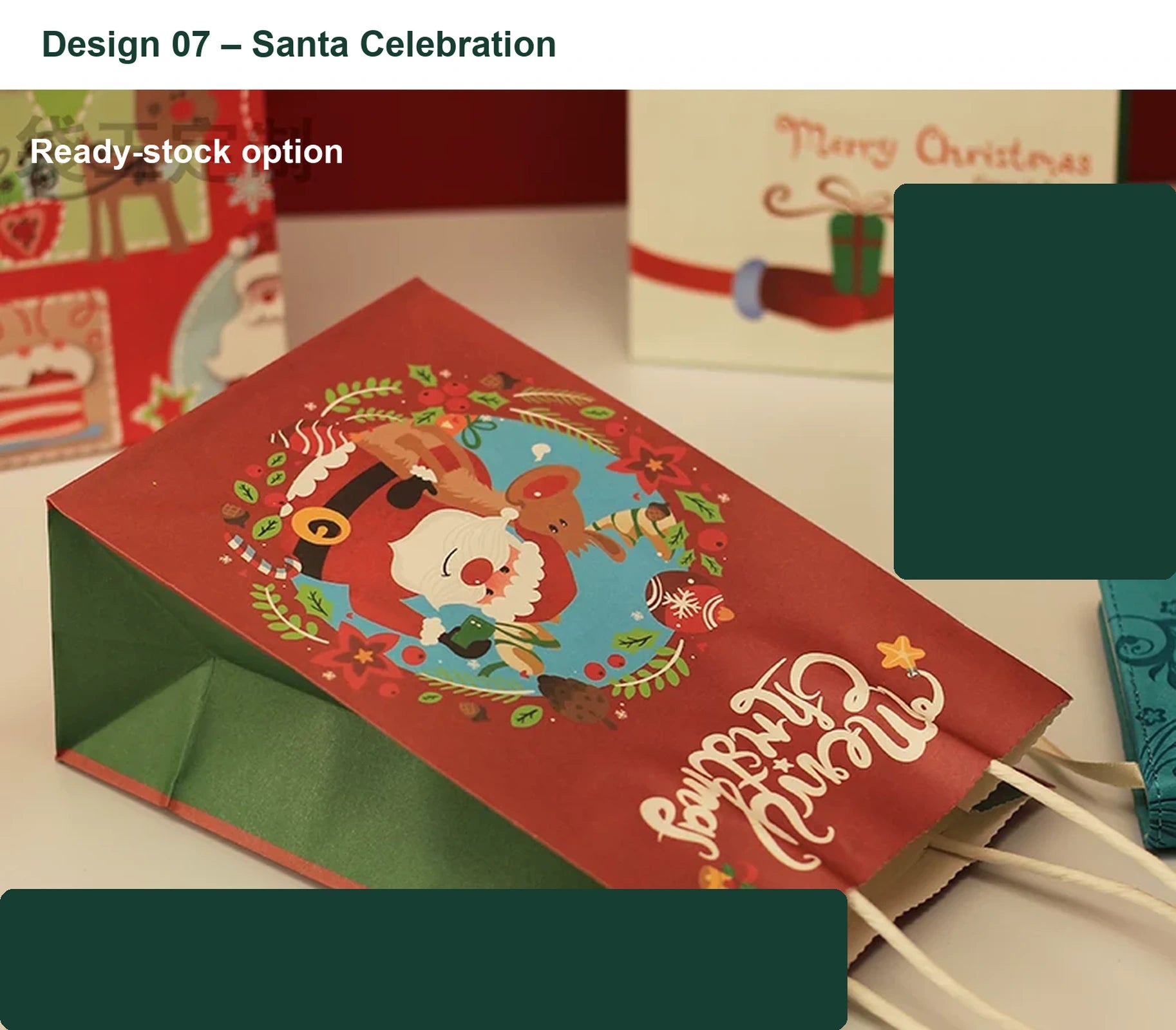 150gsm Kraft Christmas Paper Gift Bags with Twisted Handles – option 28471445092