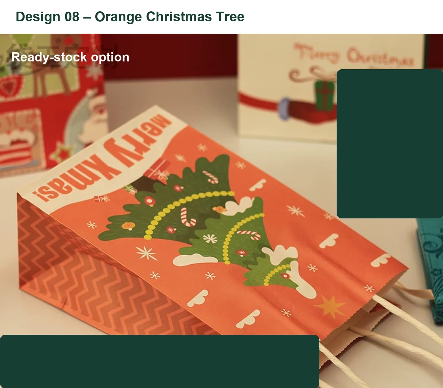150gsm Kraft Christmas Paper Gift Bags with Twisted Handles – option 28471445093
