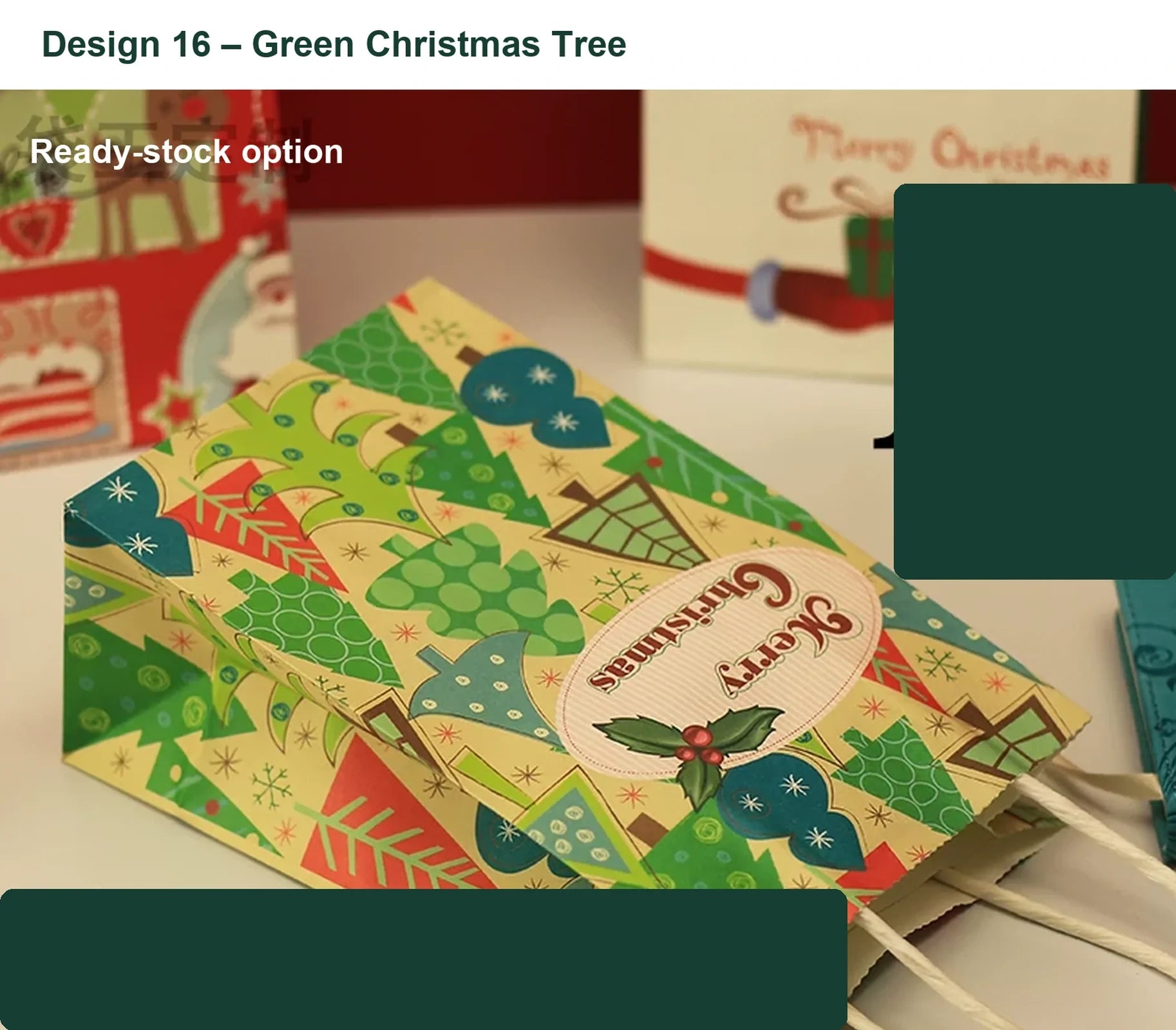 150gsm Kraft Christmas Paper Gift Bags with Twisted Handles – option 28471445098