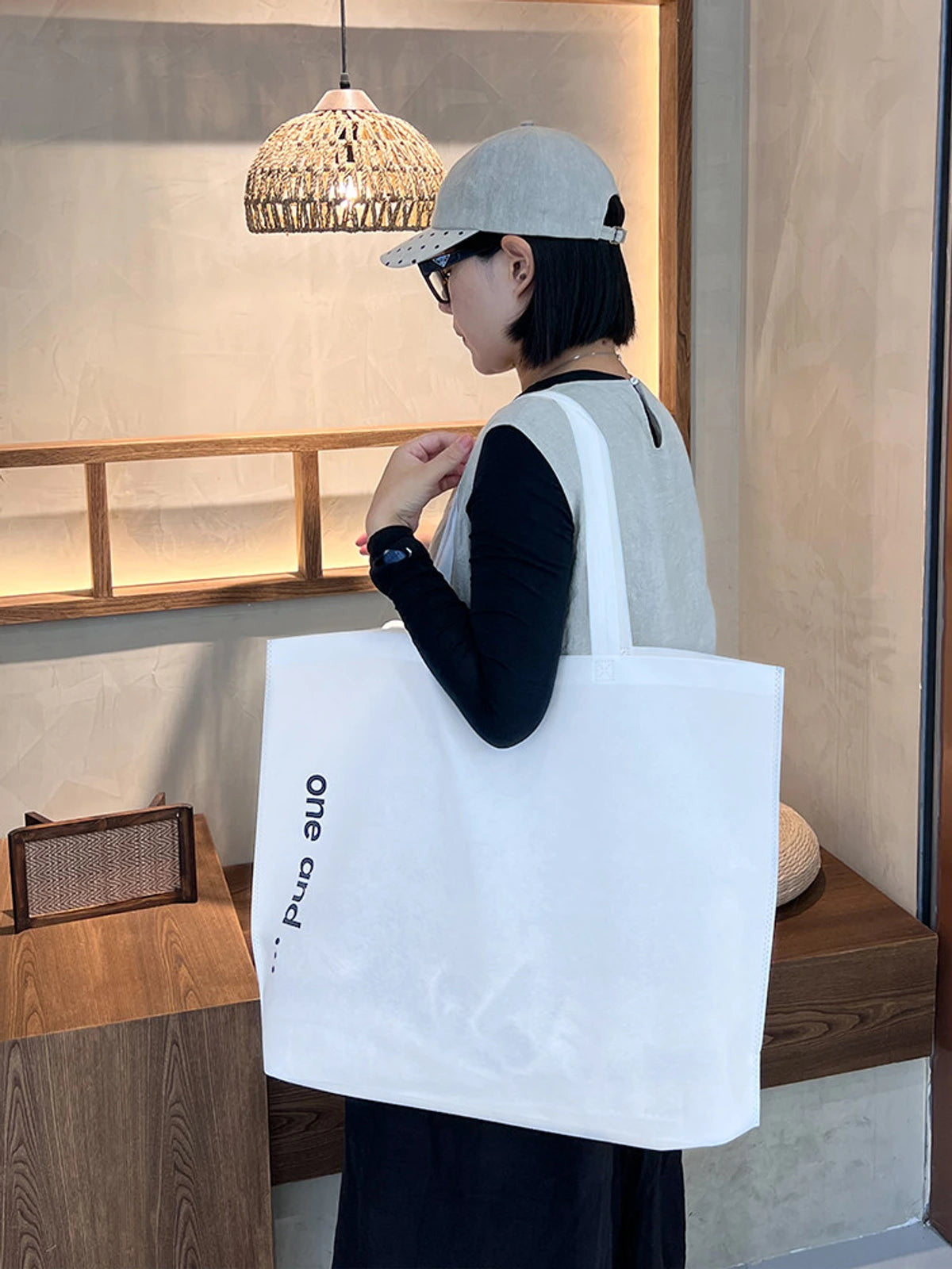 17-Style Large-Capacity Snap-Closure Non-Woven Tote Bags product view 3