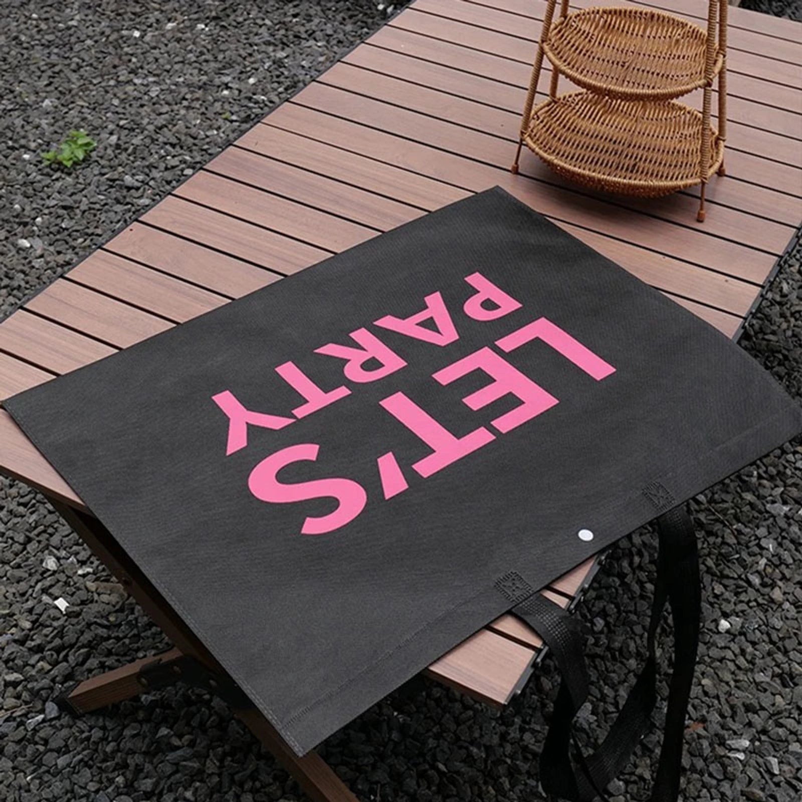 17-Style Large-Capacity Snap-Closure Non-Woven Tote Bags — Black & Rose Pink