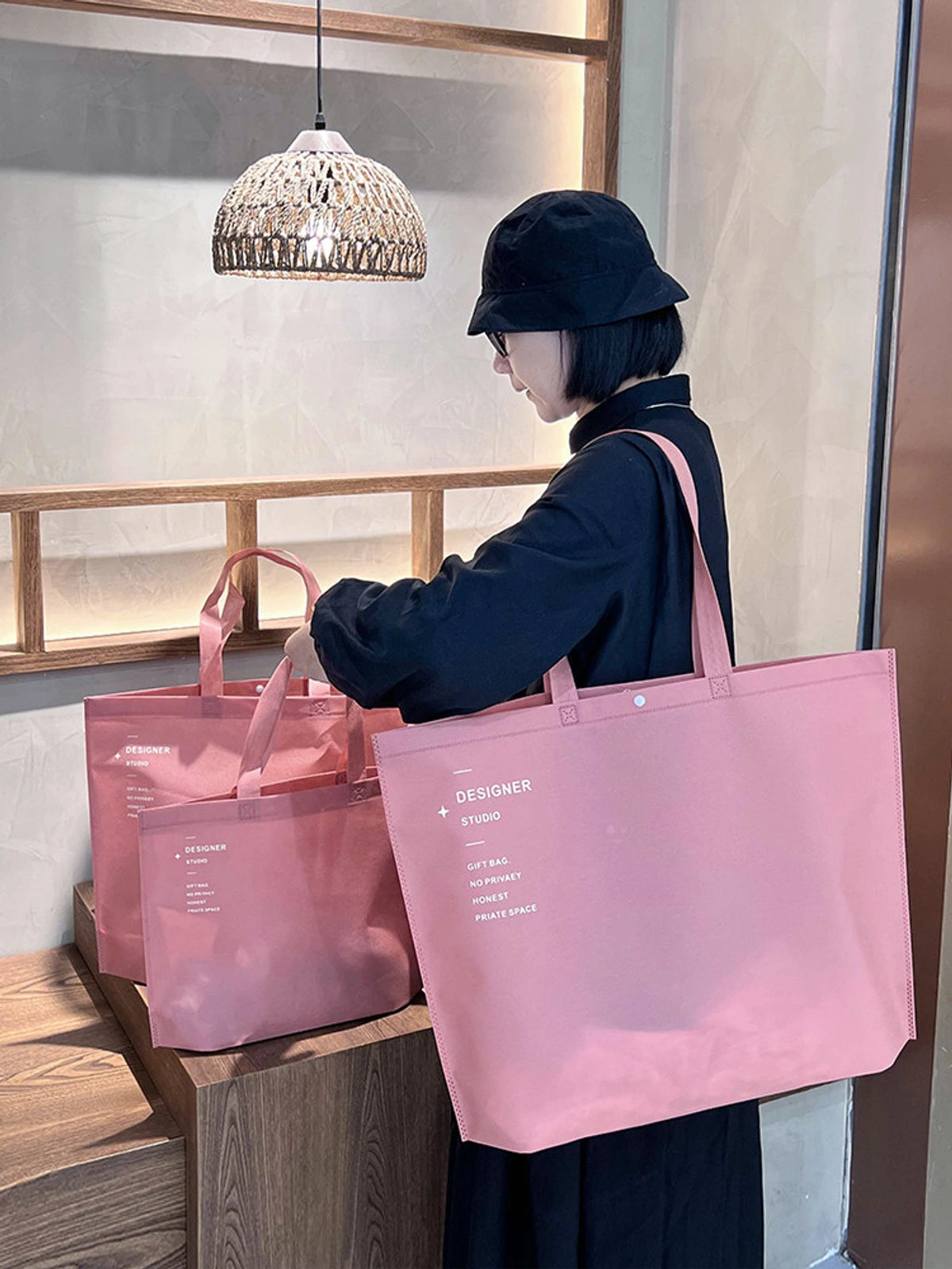 18-Style Premium Non-Woven Tote Bags for Apparel Stores product view 2