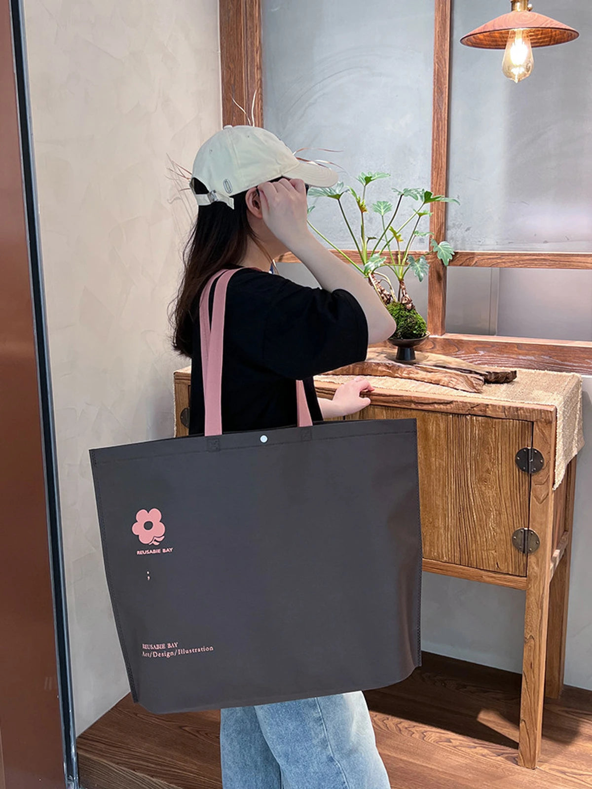 20-Style Snap-Closure Non-Woven Tote Bags for Boutiques product view 2