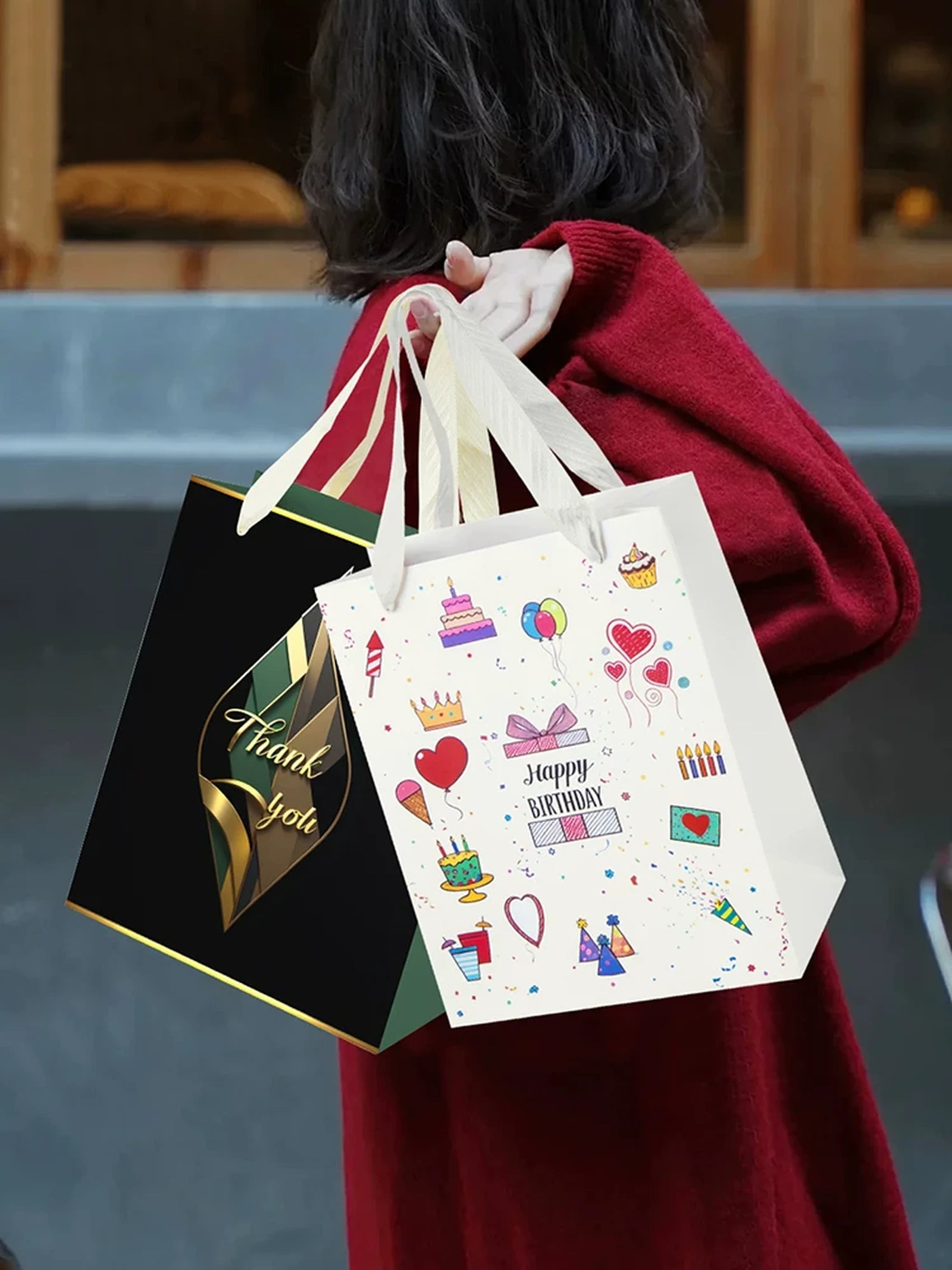 250gsm Cardstock Christmas and Occasion Gift Bags with Ribbon Handles – product view 01