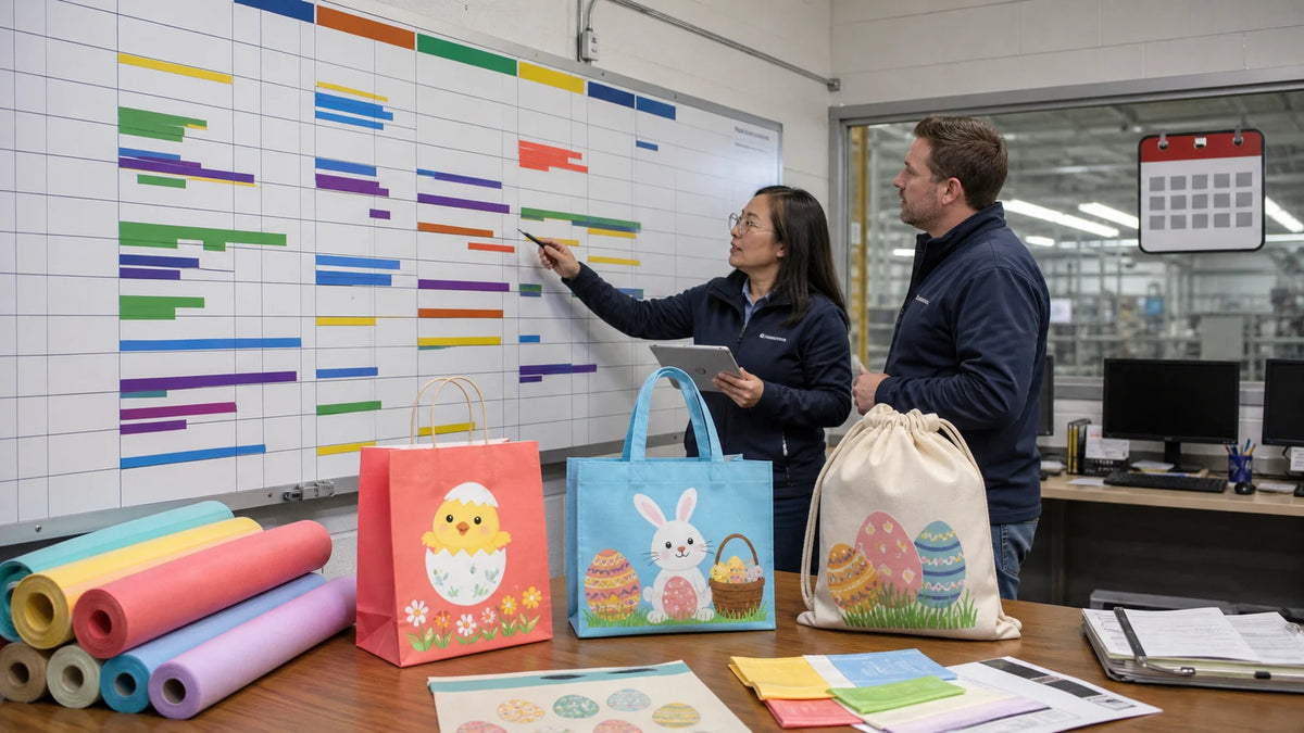 Factory production scheduling for a seasonal custom Easter bag order